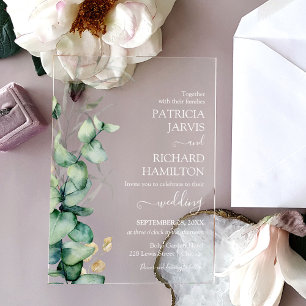 Invitaciones Acrílicas Boda de Eucalipto Verde