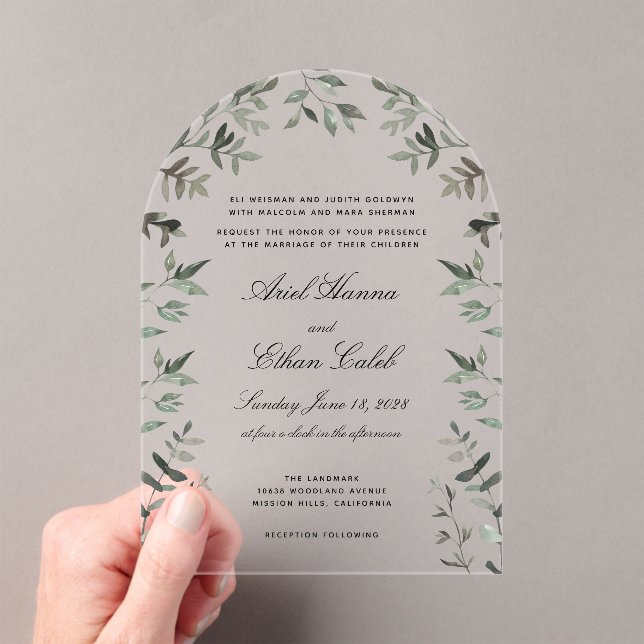 Invitaciones Acrílicas Boda de Eucalyptus Ferns (Insitu (portátil))