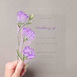 Invitaciones Acrílicas Boda de Eustomas Morados