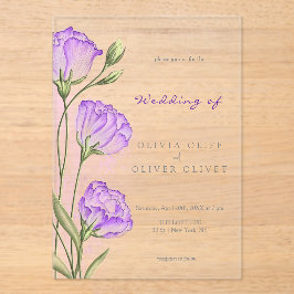 Invitaciones Acrílicas Boda de Eustomas Morados