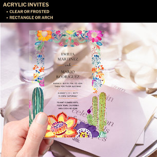Invitaciones Acrílicas BODA de Fiesta Folkart transparente acrílico PRESU