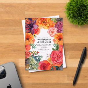 Invitaciones Acrílicas Boda de Fiesta Mexicana Floral y Colorida Transpar