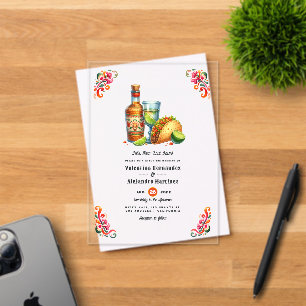 Invitaciones Acrílicas Boda de Fiesta Mexicana Tacos y Tequila Transparen