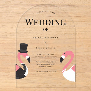Invitaciones Acrílicas Boda de Flamencos