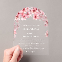 Invitaciones Acrílicas Boda de flor de cerezo clara