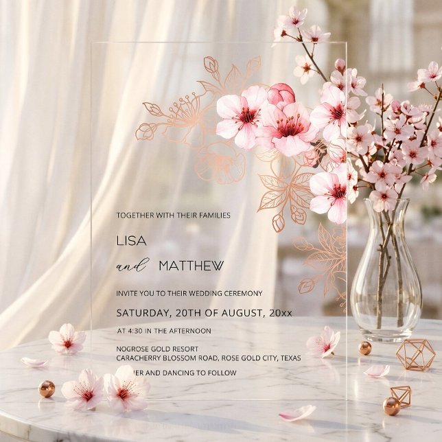 Invitaciones Acrílicas Boda de Flor de Cerezo Rosa Claro (Subido por el creador)
