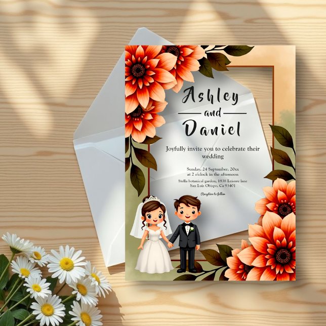 Invitaciones Acrílicas Boda De Floral De Acuarela Y Romántico De Groom (Subido por el creador)