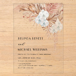 Invitaciones Acrílicas Boda de flores acuarela boho