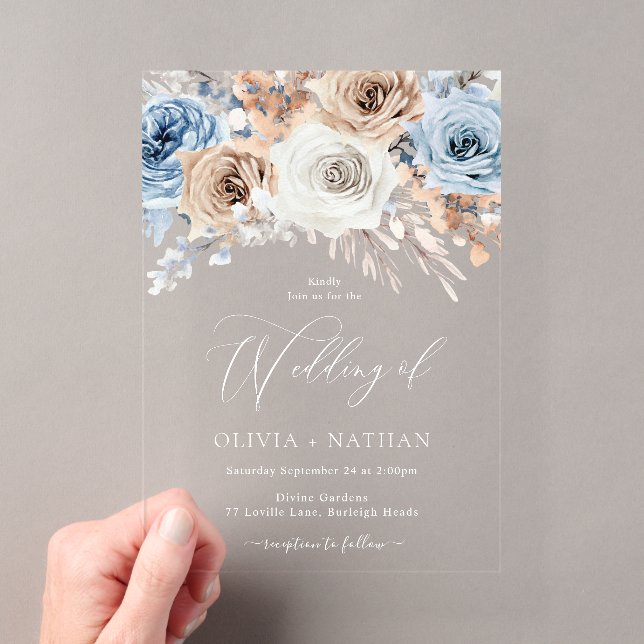 Invitaciones Acrílicas Boda de flores boho (Insitu (portátil))