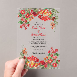 Invitaciones Acrílicas Boda de Flores Botánicas del Jardín Rojo Floral