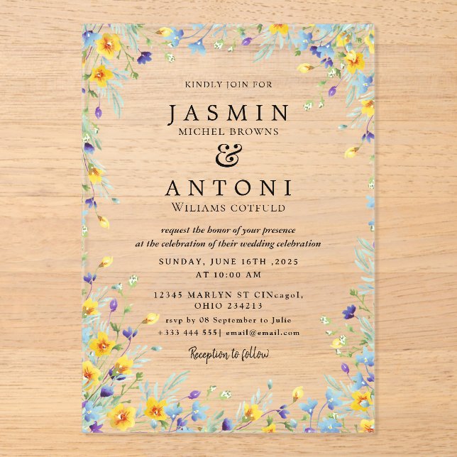 Invitaciones Acrílicas Boda de Flores Caen Foliage (Anverso)