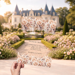 Invitaciones Acrílicas Boda de flores de crema de oro rosa transparente