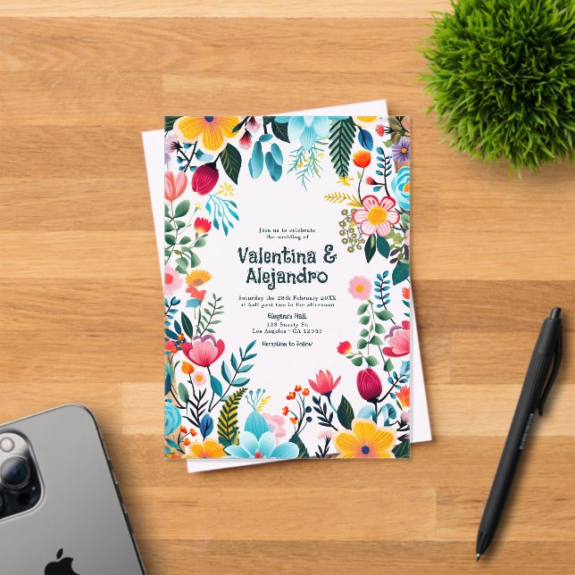 Invitaciones Acrílicas Boda de Flores de Fiesta Mexicanas Transparentes (Insitu (Tarjeta de Invitación))