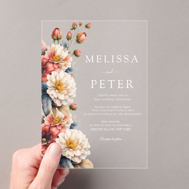 Invitaciones Acrílicas Boda de flores silvestres (Insitu (portátil))