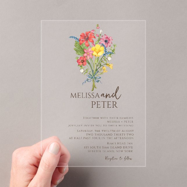 Invitaciones Acrílicas Boda de flores silvestres (Insitu (portátil))