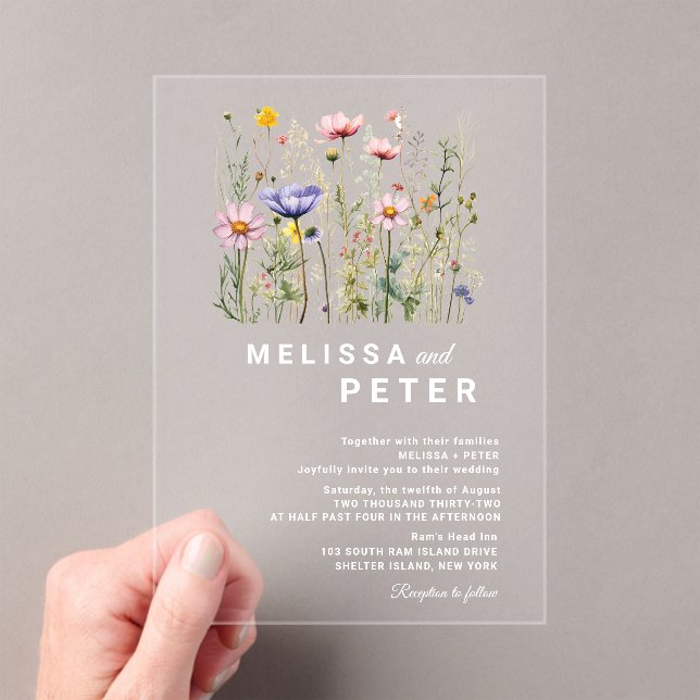 Invitaciones Acrílicas Boda de flores silvestres (Insitu (portátil))