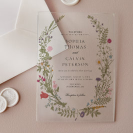 Invitaciones Acrílicas Boda de flores silvestres