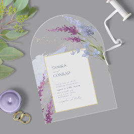 Invitaciones Acrílicas Boda de flores silvestres acuarela Peri Arch ID954