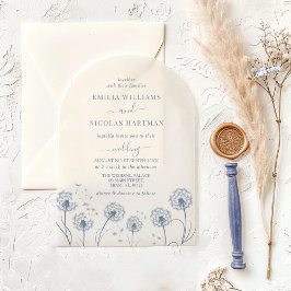 Invitaciones Acrílicas Boda de flores silvestres azules rústicas