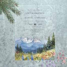 Invitaciones Acrílicas Boda de flores silvestres de la montaña acuarela m