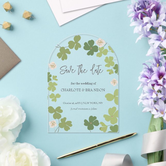 Invitaciones Acrílicas Boda de Flores Silvestres de la Primavera de los R (Insitu (Boda))