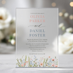 Invitaciones Acrílicas Boda de flores silvestres elegantes