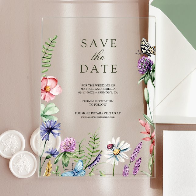 Invitaciones Acrílicas Boda de flores silvestres, guarden la fecha (Subido por el creador)