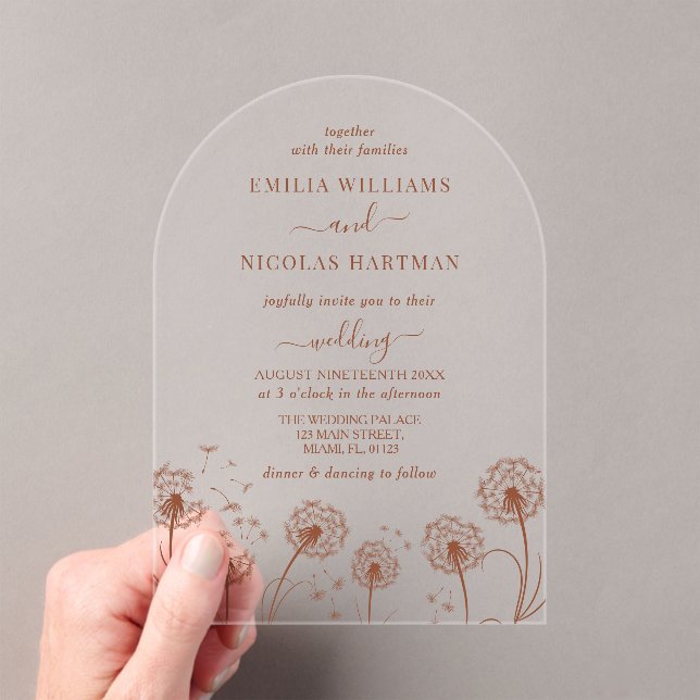 Invitaciones Acrílicas Boda de flores silvestres rústicas (Insitu (portátil))