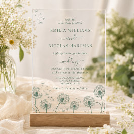 Invitaciones Acrílicas Boda de flores silvestres Simple Green