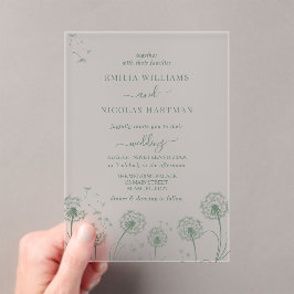 Invitaciones Acrílicas Boda de flores silvestres Simple Greenery