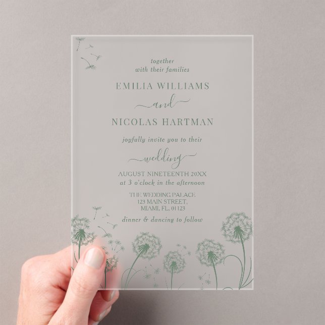 Invitaciones Acrílicas Boda de flores silvestres Simple Greenery (Insitu (portátil))