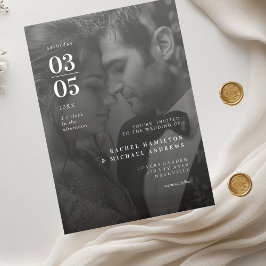Invitaciones Acrílicas Boda de Foto en B&N en Tendencia y Negrita