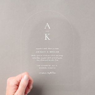 Invitaciones Acrílicas Boda de Foto Monograma Moderno Simple