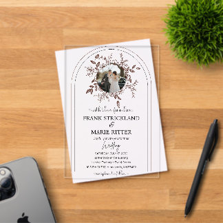 Invitaciones Acrílicas Boda de Foto Personalizada Elegante
