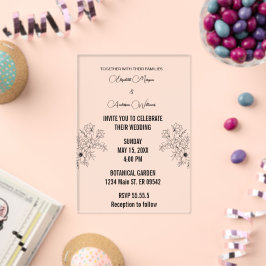 Invitaciones Acrílicas Boda de foto superpuesta en blanco y negro simple