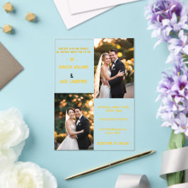 Invitaciones Acrílicas Boda de fotografía clásica de caligrafía elegante