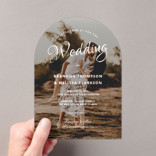 Invitaciones Acrílicas Boda de fotografía de escritura romántica con esti