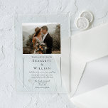 Invitaciones Acrílicas Boda de fotografía minimalista clásico simple y mo<br><div class="desc">Este diseño minimalista minimalista de invitaciones acrílicas Bodas fotográficos clásicos es una combinación atemporal de encanto clásico y simplicidad contemporánea. Con un enfoque en el estilo minimalista, este diseño presenta líneas depuradas, tonos neutros, con una sofisticada tipografía negra sobre acrílico claro, asegurando que cada detalle exuda simplicidad refinada. Ya sea...</div>