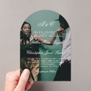 Invitaciones Acrílicas Boda de fotografía romántico elegante