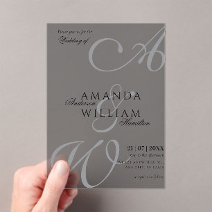 Invitaciones Acrílicas Boda de fotografías de guiones de nombres elegante