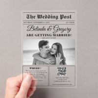 Boda de fotos en blanco y negro de periódico boda