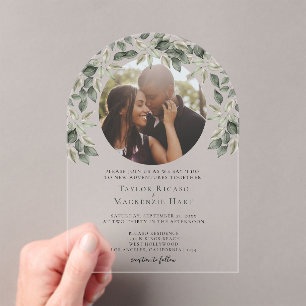 Invitaciones Acrílicas Boda de fotos marco personalizado moderno de hoja