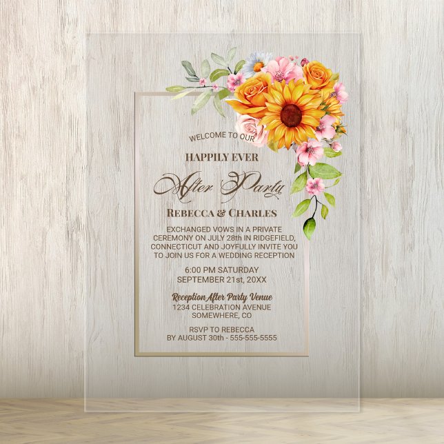 Invitaciones Acrílicas Boda De Girasol Después Del Fiesta (Subido por el creador)