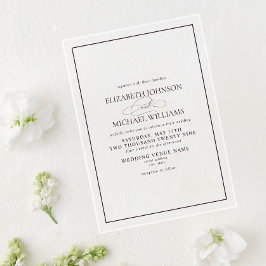 Invitaciones Acrílicas Boda de guión clásico púrpura formal