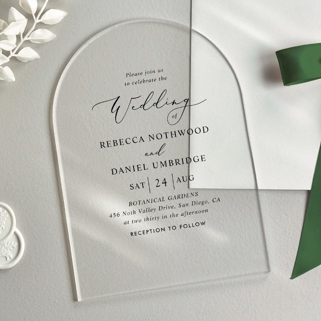 Invitaciones Acrílicas Boda de guión elegante (Subido por el creador)
