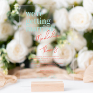 Invitaciones Acrílicas Boda de guiones caprichosos de Summer Pastel clási