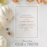 Invitaciones Acrílicas Boda de guiones clásicos de Naranja quemado formal<br><div class="desc">La invitación acrílica Boda de escritura clásica de Borgoña es una obra maestra de la elegancia moderna. El diseño combina la belleza intemporal de la tipografía clásica con una paleta de colores de lujo, lo que lo convierte en la forma perfecta de invitar a sus seres queridos a su día...</div>