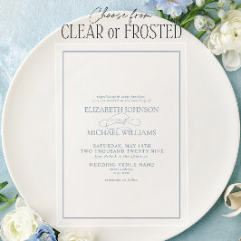 Invitaciones Acrílicas Boda de guiones clásicos Dusty Blue Formal