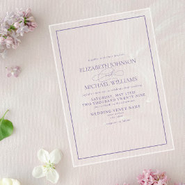 Invitaciones Acrílicas Boda de guiones clásicos Lilac Lavender formal