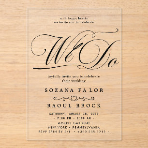 Invitaciones Acrílicas Boda de guiones elegante y moderno